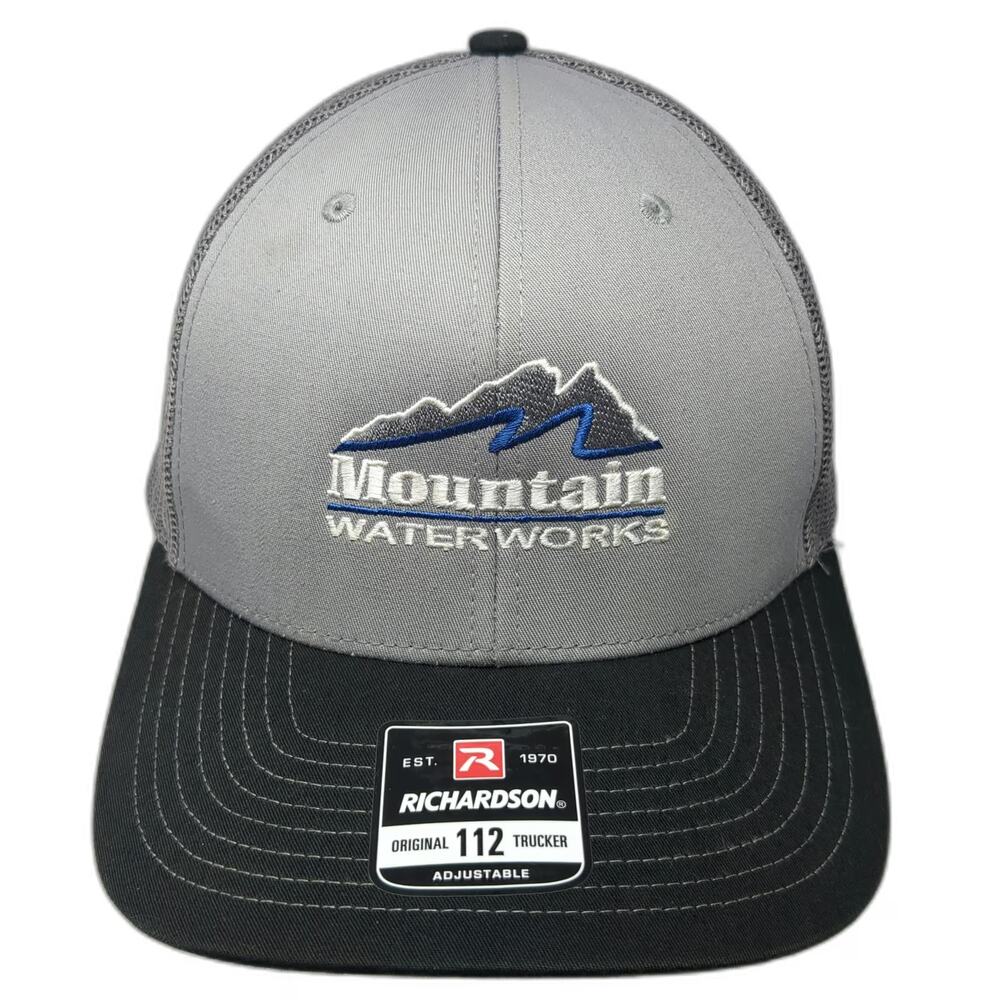 Richardson Trucker Hat Gray One Size Mountain Waterworks Mesh Snapback Logo